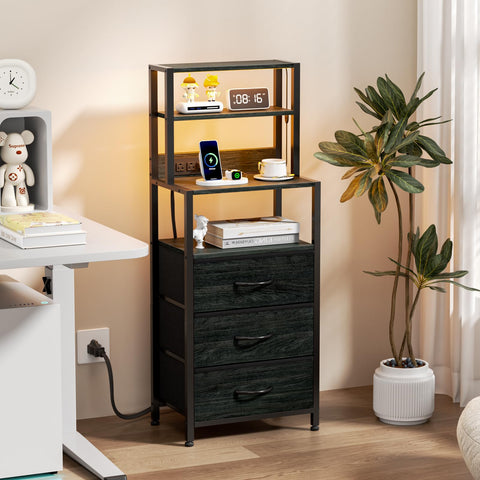 Furnulem night stand with USB and AC outlets for charging