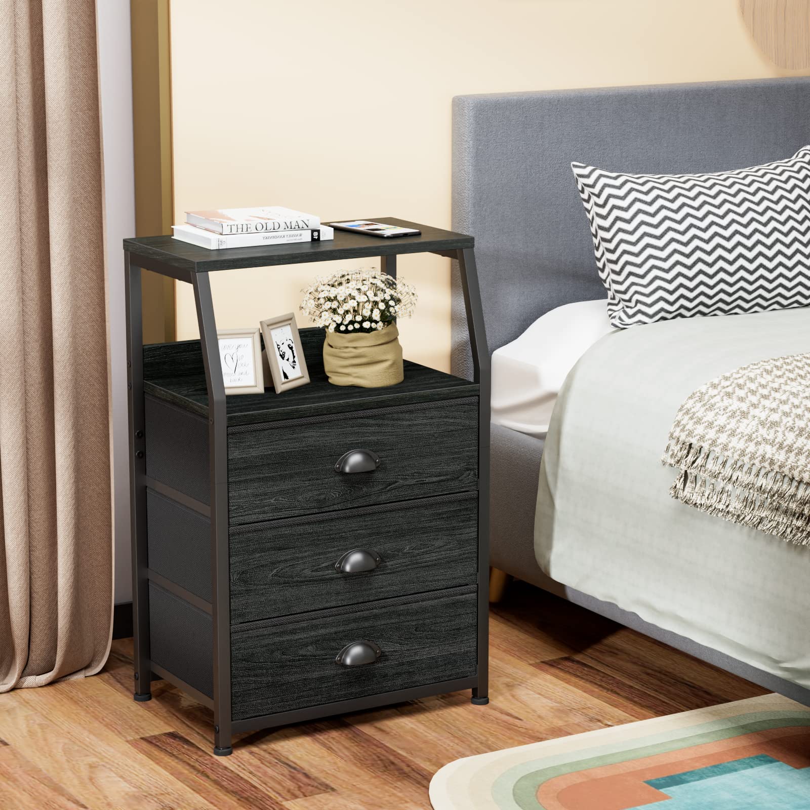 Furnulem nightstand compact design suits bedrooms, living rooms, entryways.
