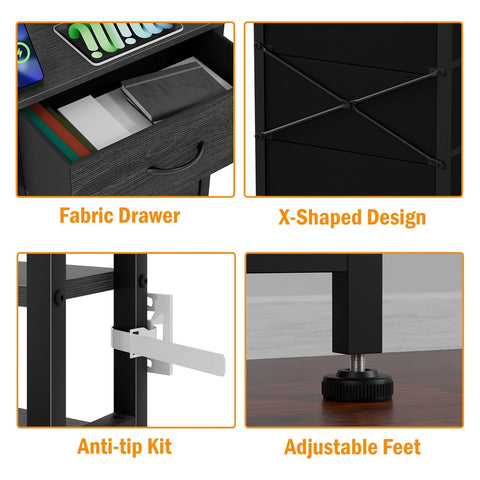 Furnulem nightstand LED color options create ambiance for any room