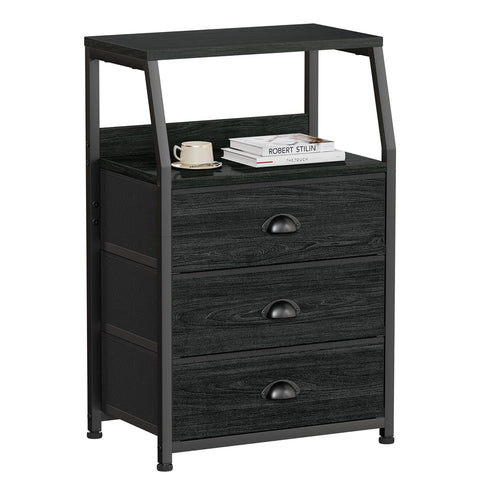 Furnulem nightstand with wood top ideal for lamps and decor accents.