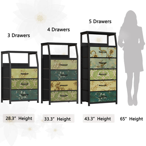 Furnulem Retro 5-Drawers Dresser easy assembly with included tools