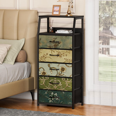 Furnulem Retro 5-Drawers Dresser aids tidy closet and hallway organization