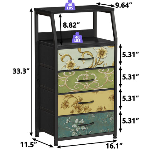 Furnulem Retro Dresser fabric-drawers store clothes and toys safely.