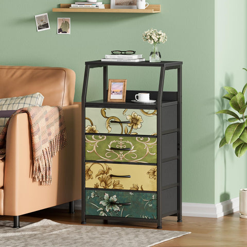 Furnulem Retro Dresser metal-frame provides solid support in small spaces.
