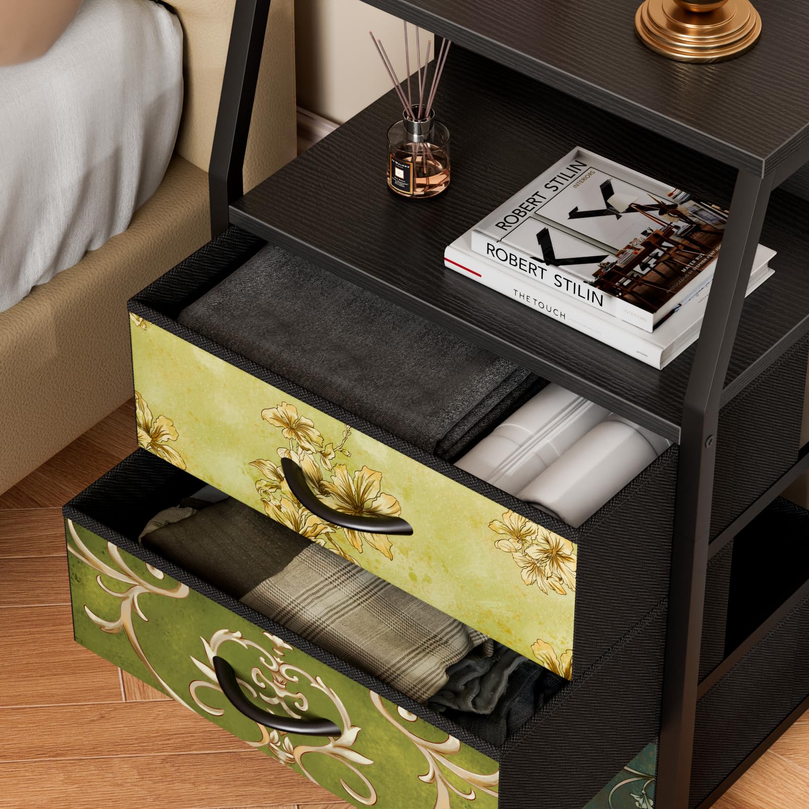 Furnulem Retro night stand dimensions for comfortable bedside reach.