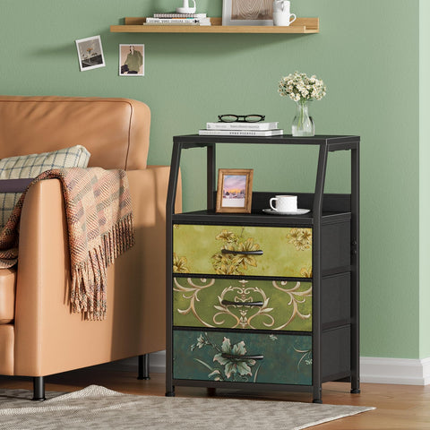 Furnulem Retro night stand fabric drawers offer sturdy, lightweight storage.