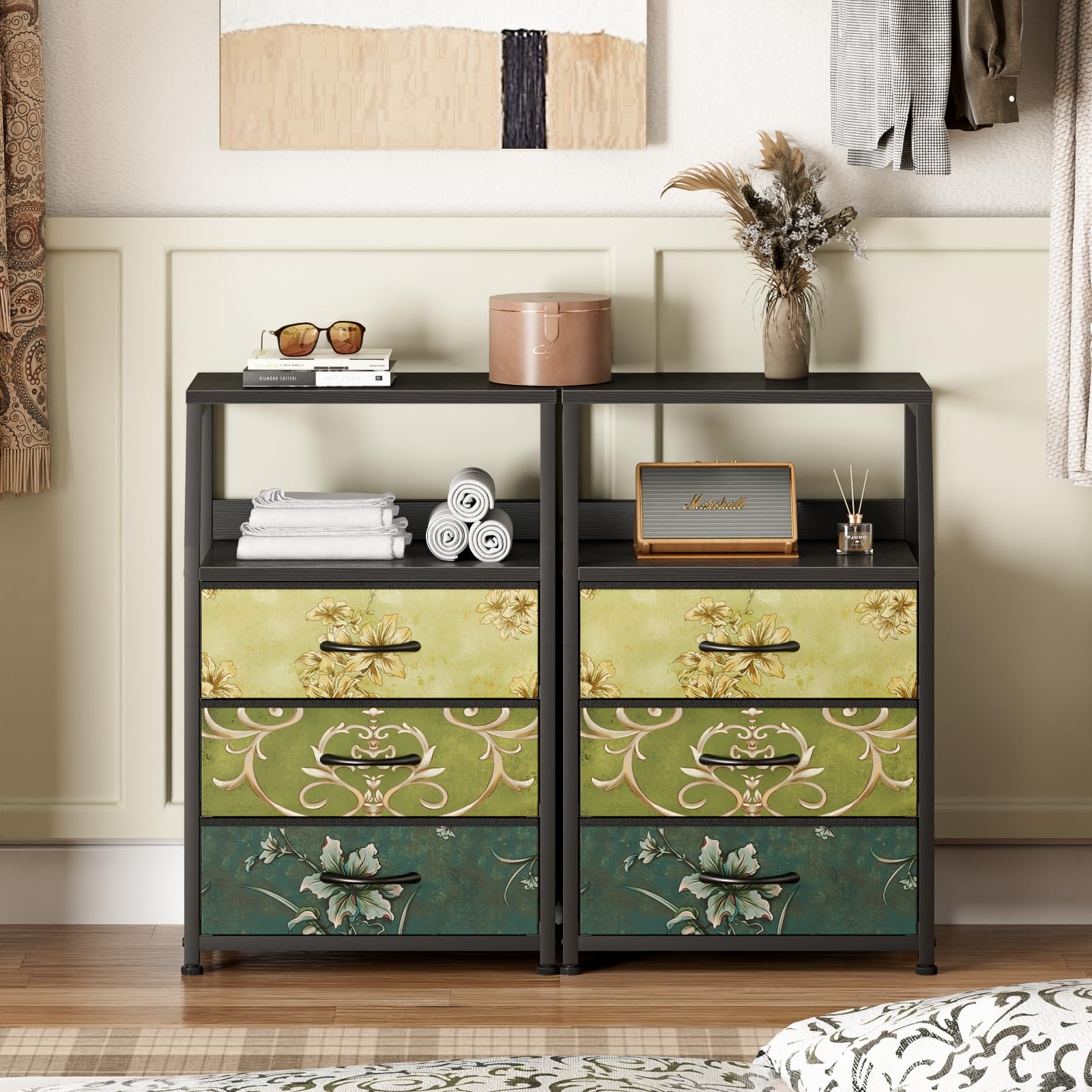 Furnulem Retro night stand metal frame provides strong, stable support.
