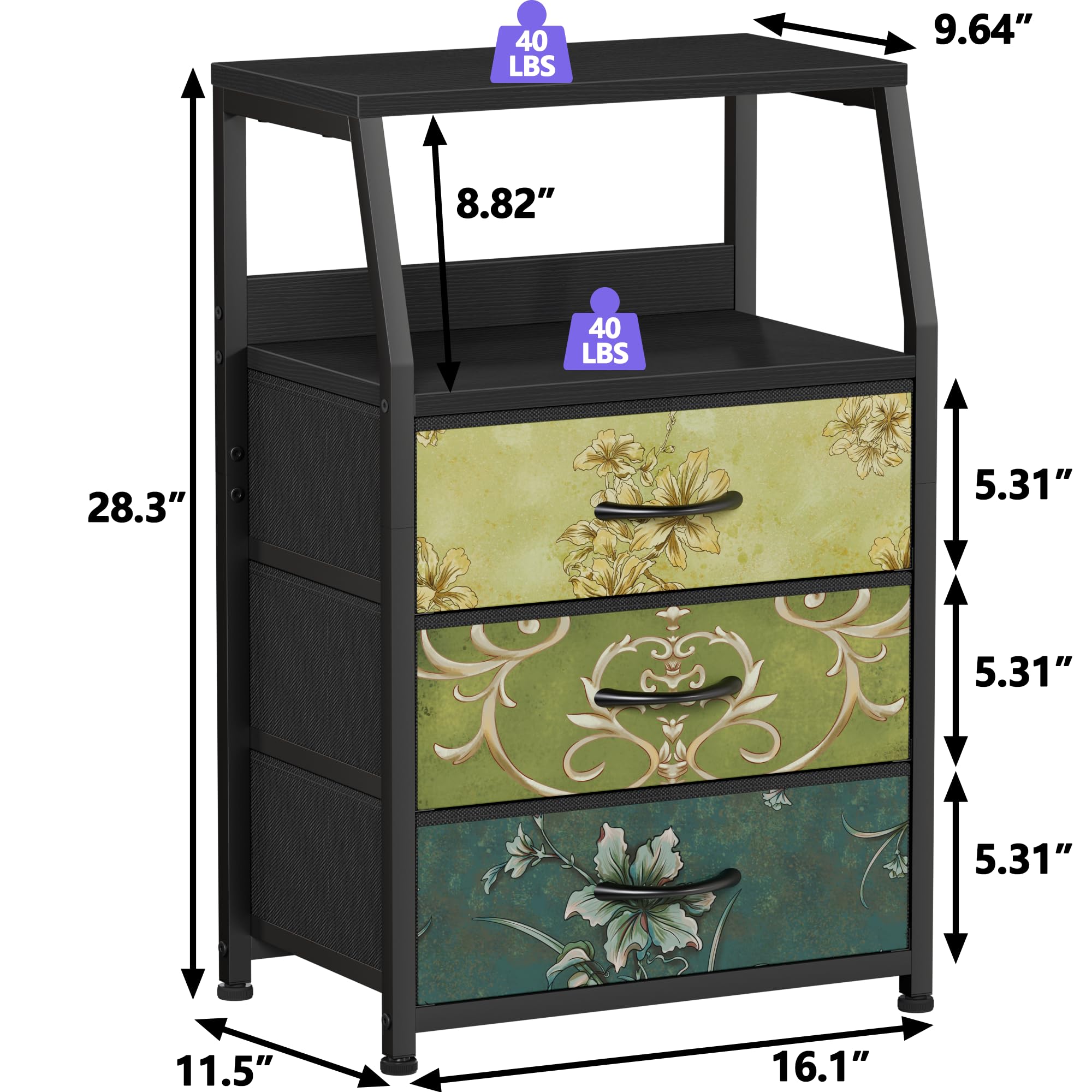 Furnulem Retro night stand two-tier shelf for organized display.