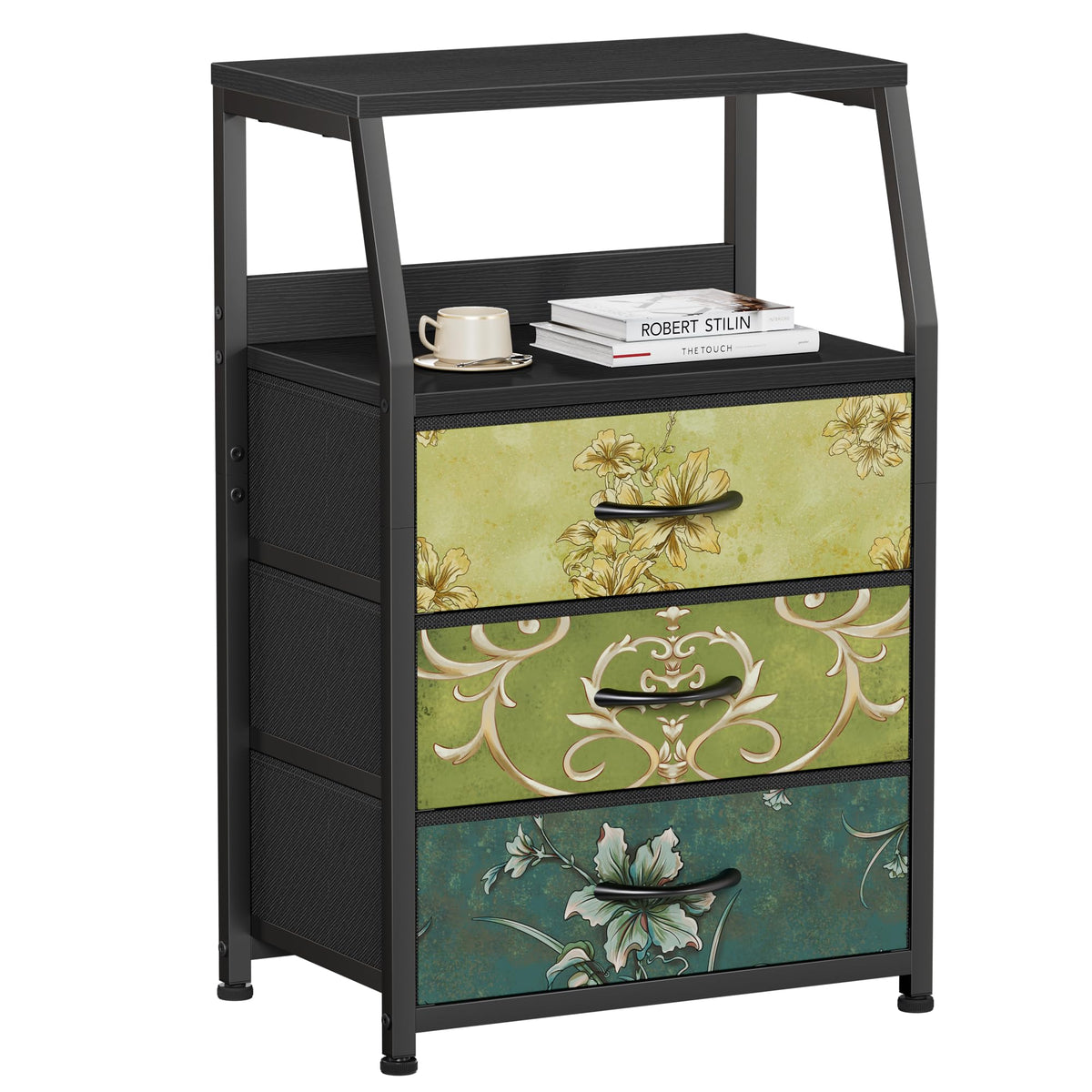 Furnulem Retro night stand wood top for decorative bedside display.