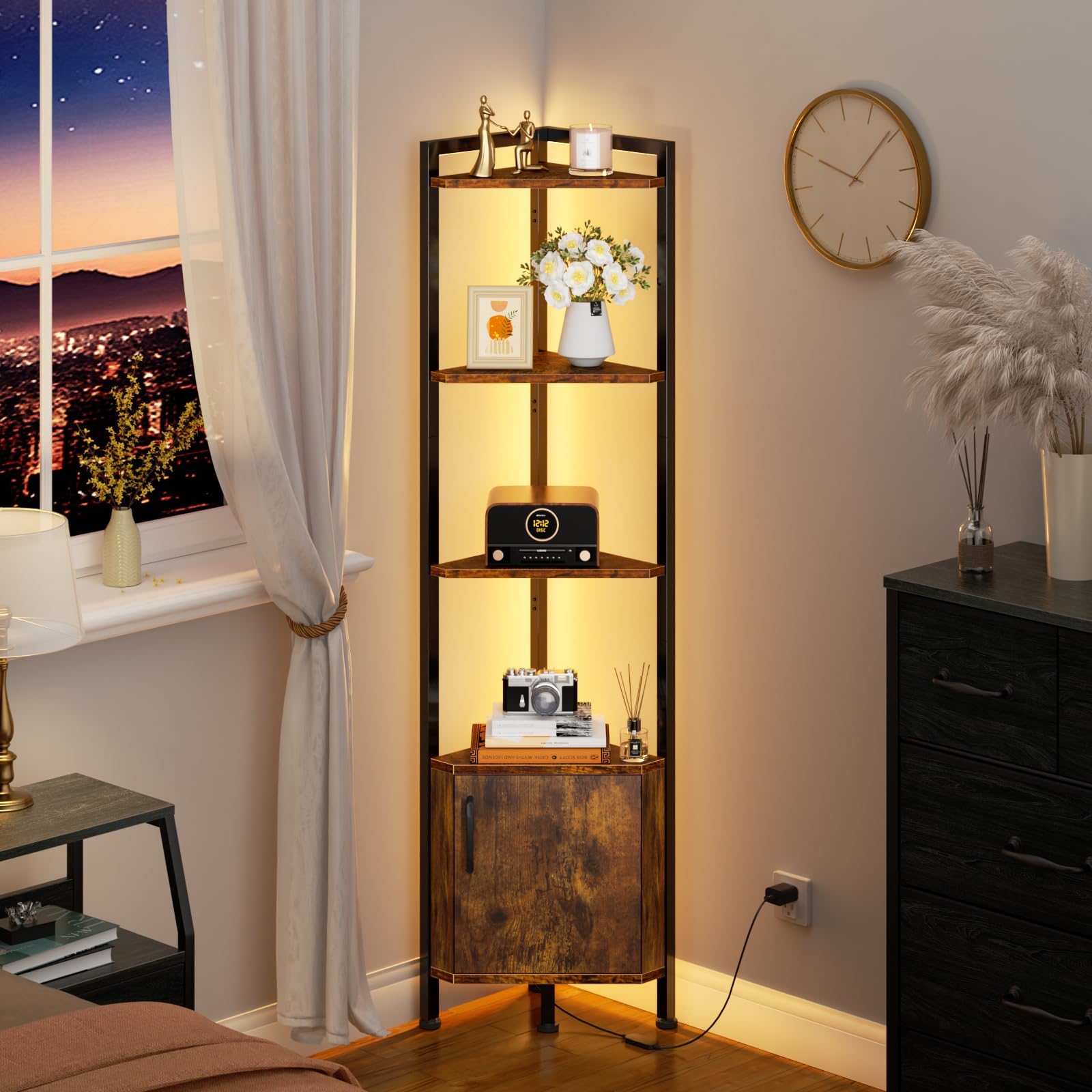 Furnulem standing display shelf with sturdy frame for long-lasting use