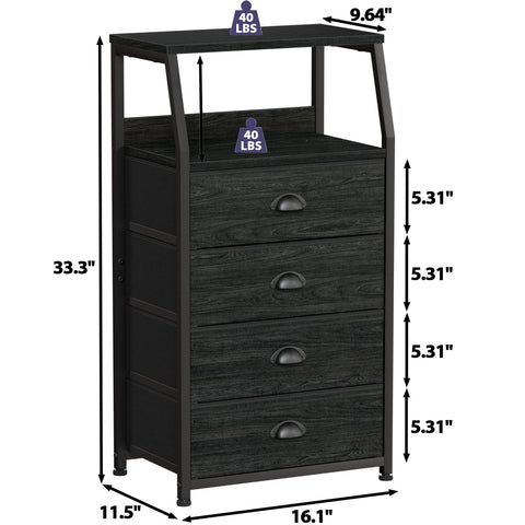 Furnulem Tall 4-Drawers Dresser assembled, ready to organize bedrooms with style.