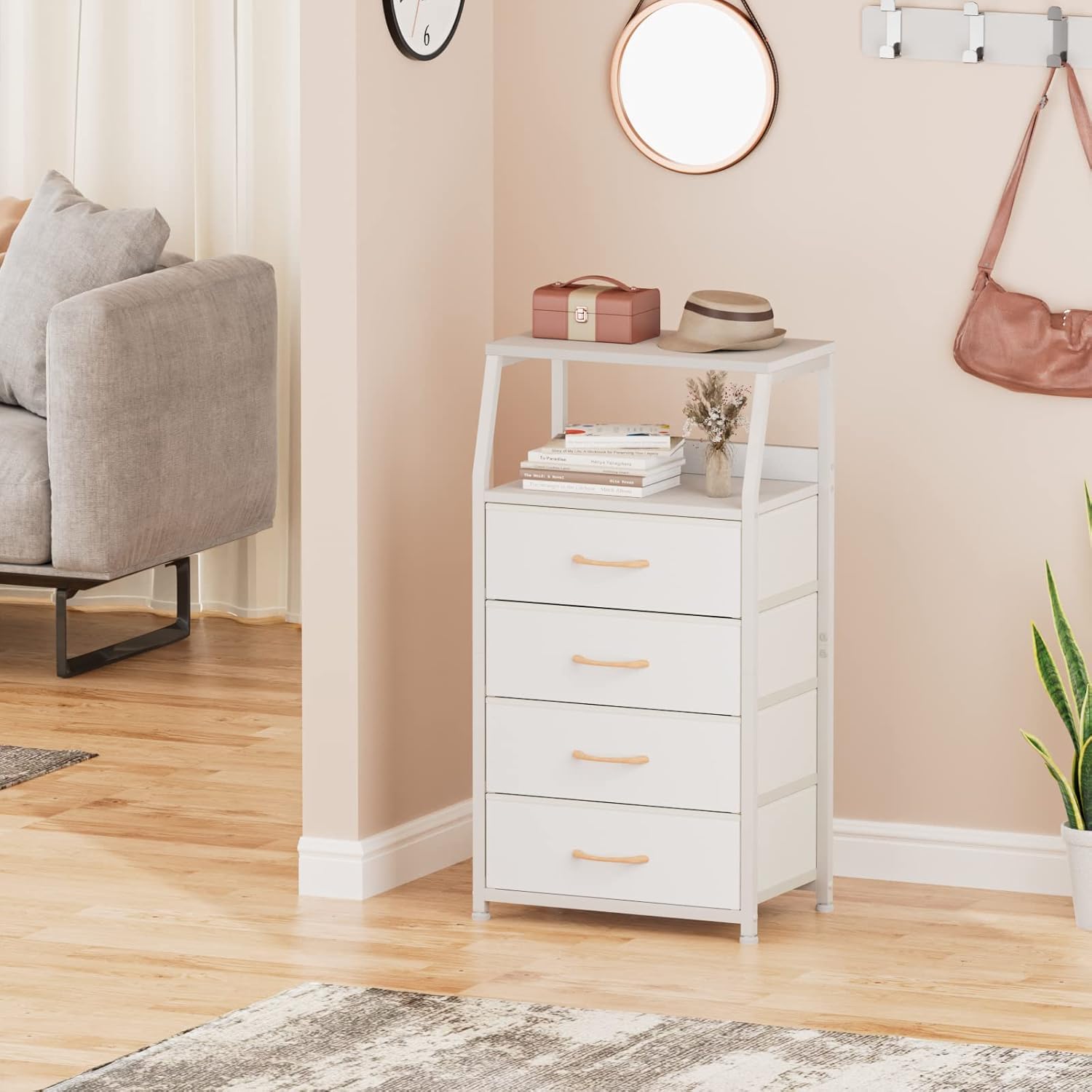 Furnulem side view shows slim footprint for small spaces.