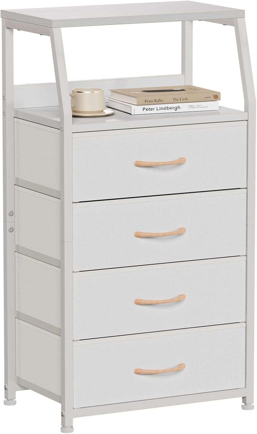 Furnulem Tall 4-Drawers Dresser steel frame closeup showing durable construction.