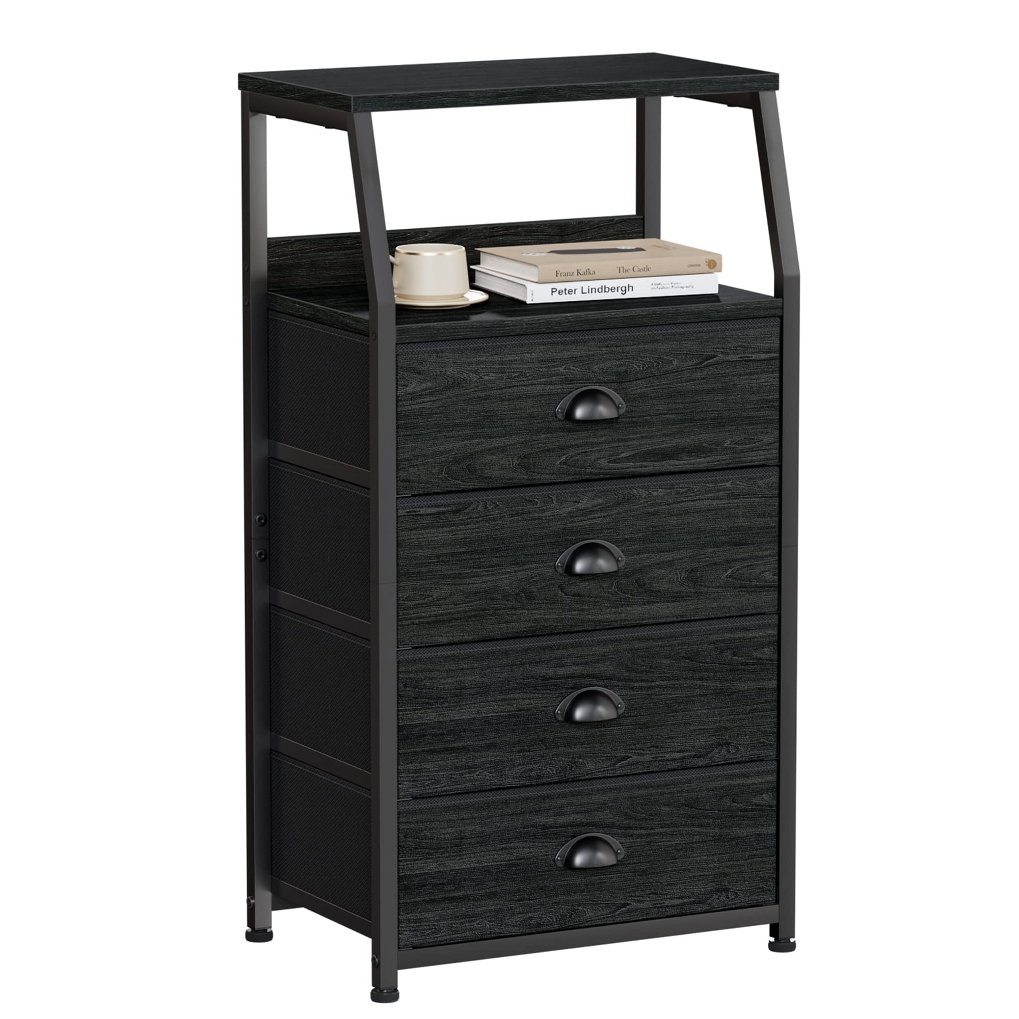 Furnulem Tall 4-Drawers Dresser top view shows a sturdy frame for organized storage.