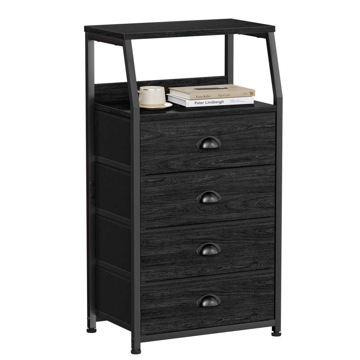Furnulem Tall 4-Drawers Dresser top view shows a sturdy frame for organized storage.