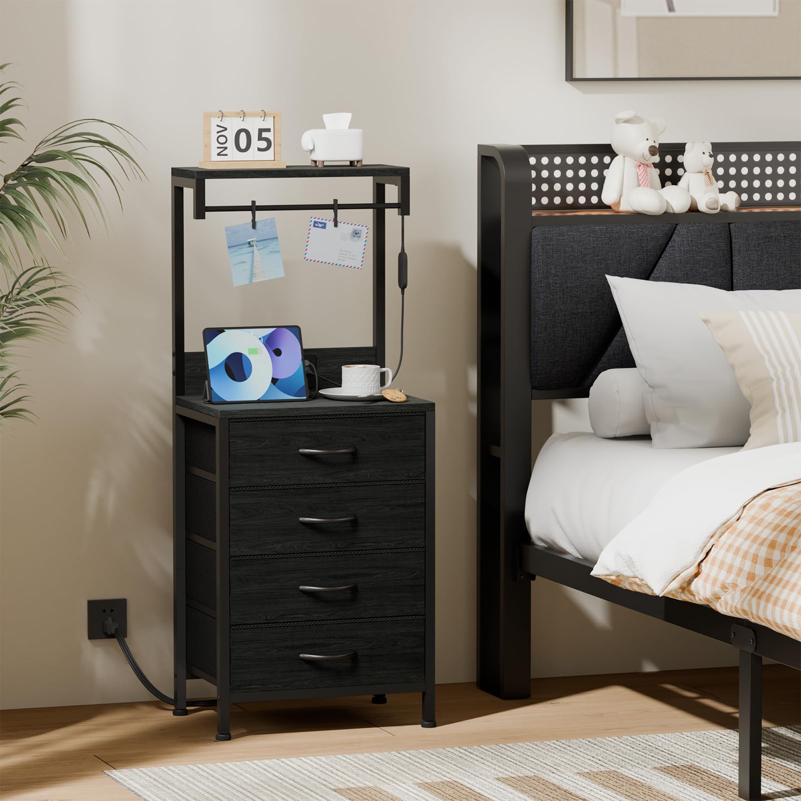 Furnulem tall nightstand fits bedrooms, hallways, and home offices.