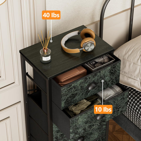 Furnulem vertical dresser drawer close-up fabric highlights breathable, durable storage material.