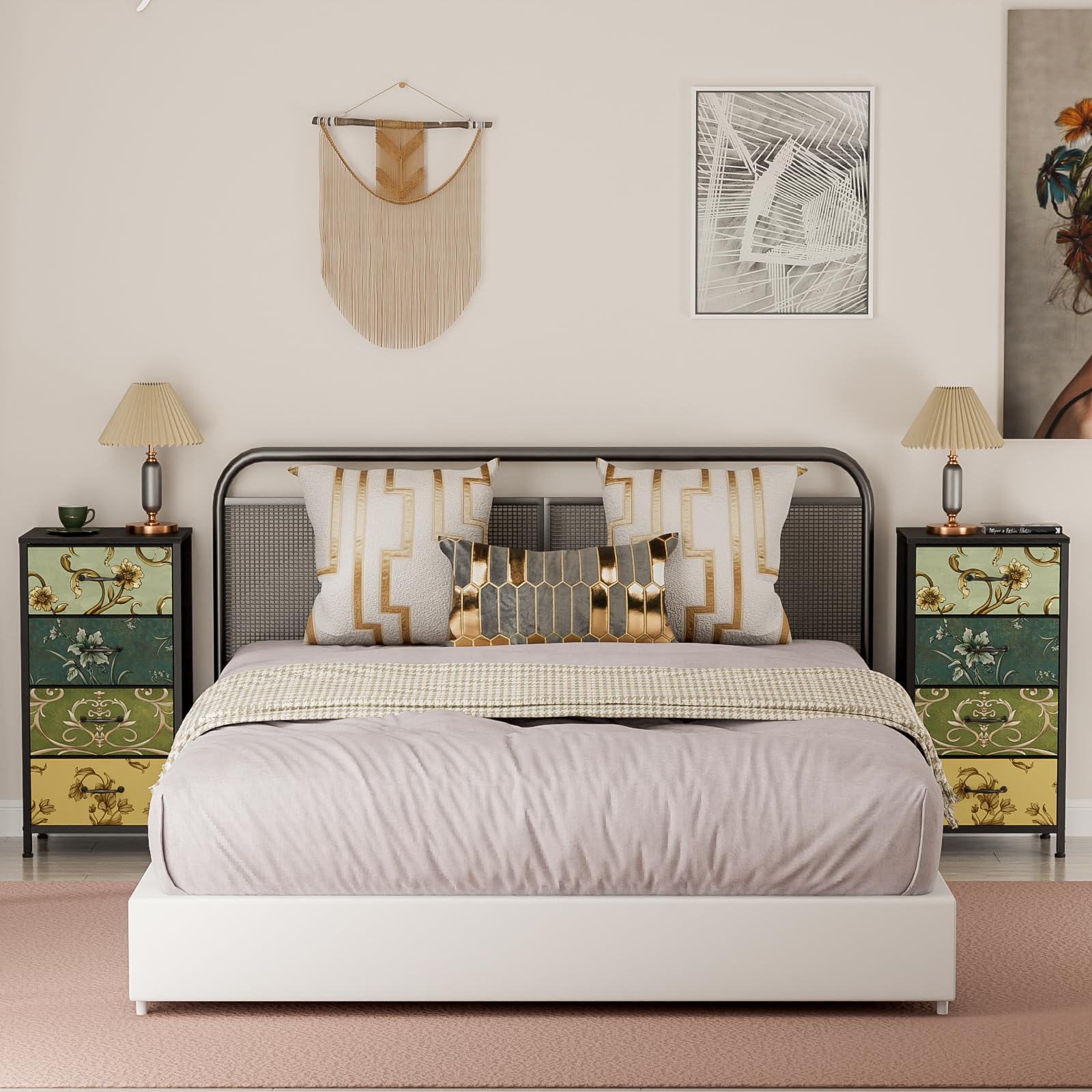 Furnulem vertical nightstand with fabric drawers ideal for kids' bedroom storage.