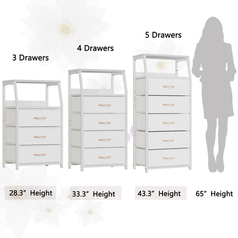 Furnulem White Nightstand in a bedroom setup for versatile placement