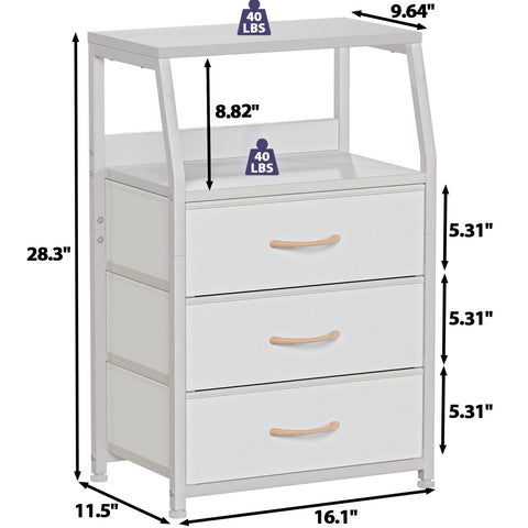 Sturdy steel frame of the Furnulem nightstand supports everyday use