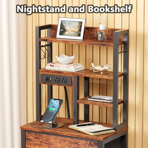 Furnulem night stand charging station keeps devices charged and cables tidy.