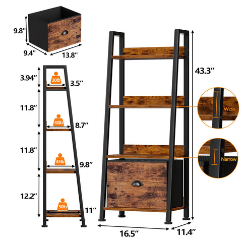 Furologee 4-tier design offers ample storage for books, decor, and essentials.