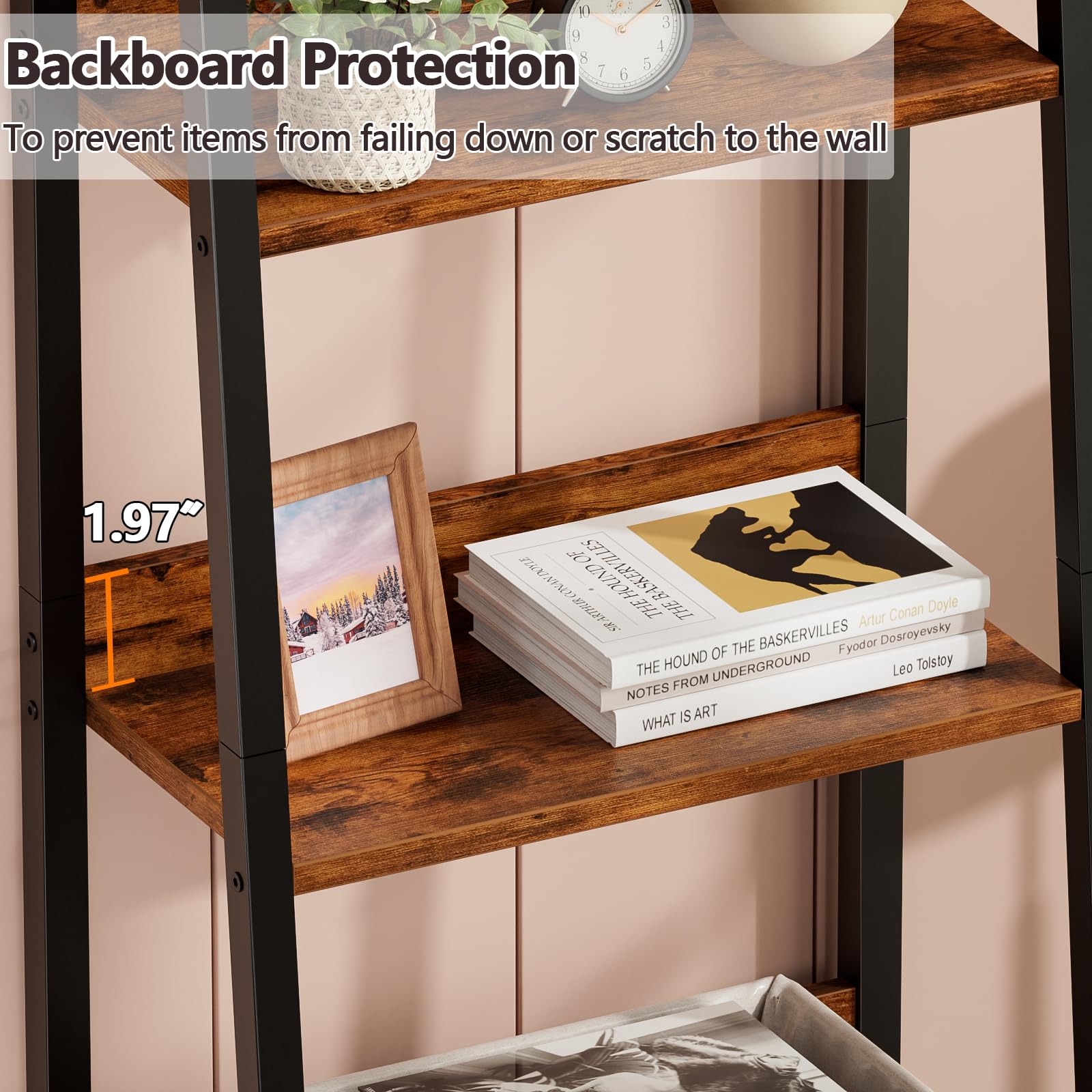 Furologee shelf with backboards protects items from falling on busy floors.