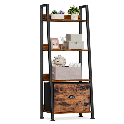 Furologee 4-tier ladder shelf with removable fabric drawer for tidy storage.