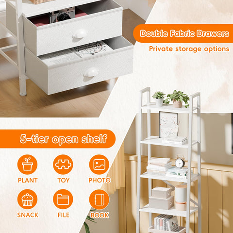 Furologee shelf decor display with plants and photos.