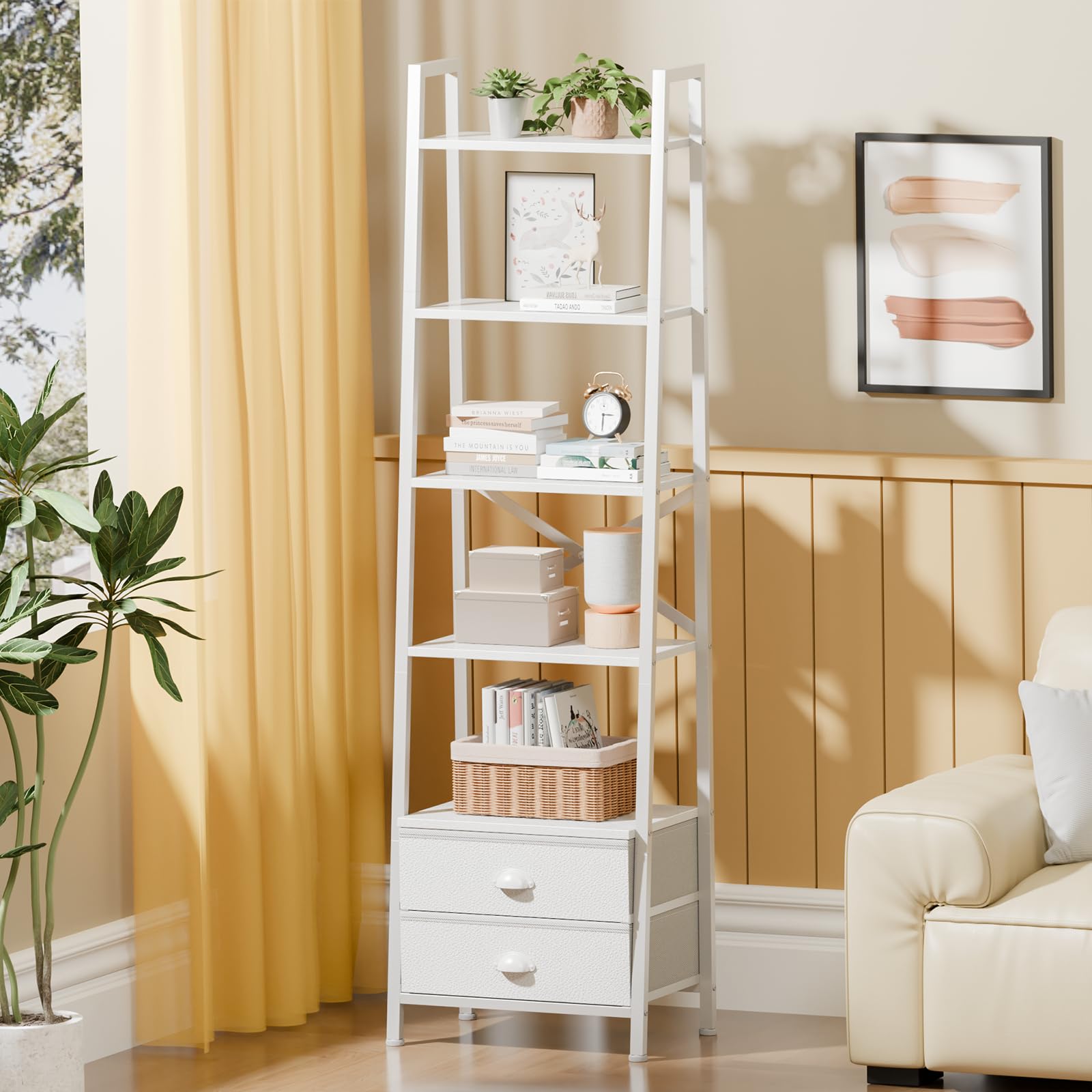 Furologee shelf with open drawers demonstrates easy access to items.
