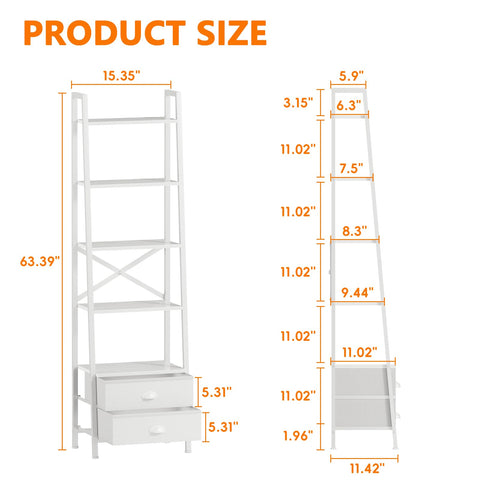 Furologee ladder shelf side view showing slim, space-saving profile.