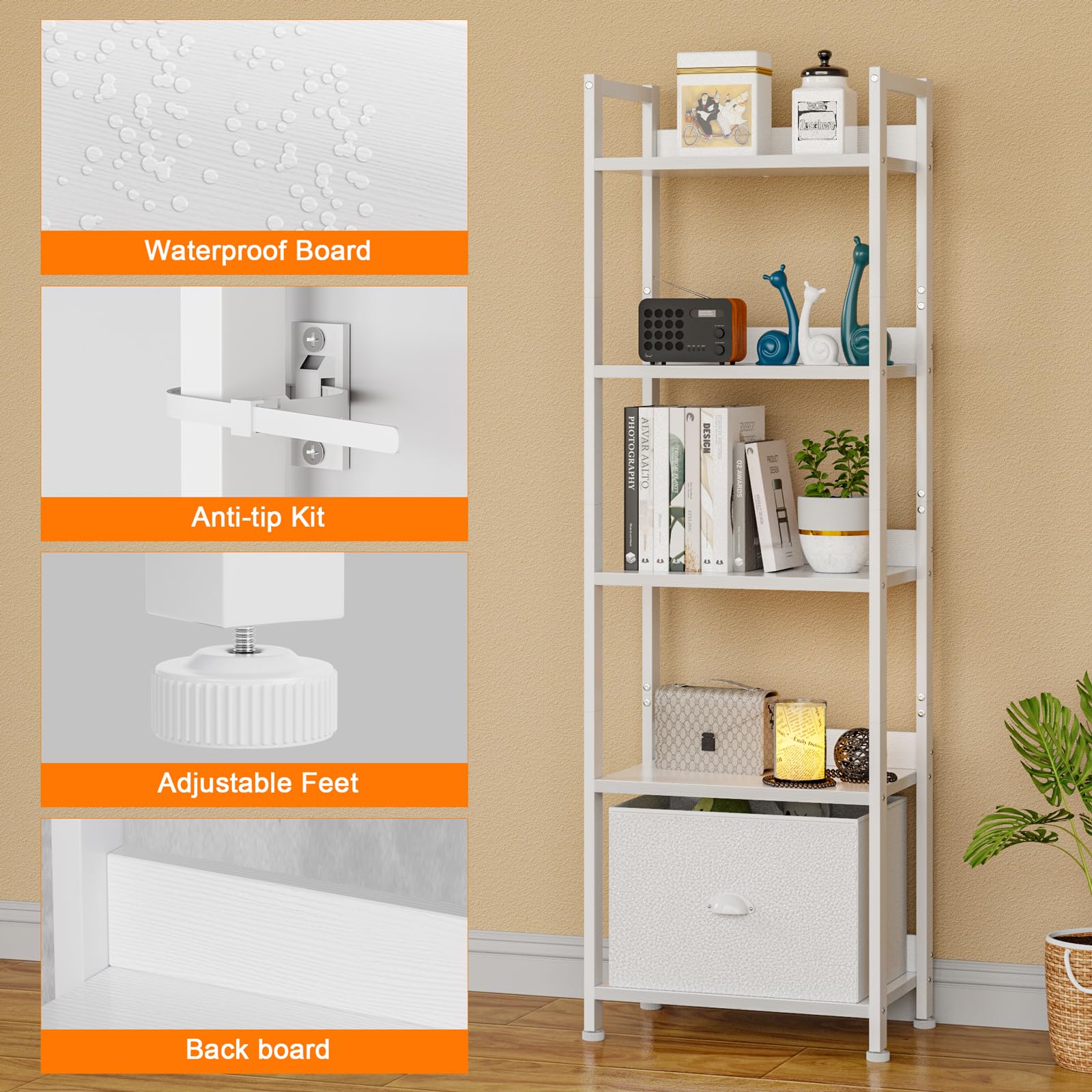 Furologee 5-tier drawer open view illustrating easy access to organized shelves