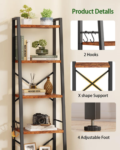 Furologee 6 Tier Ladder Shelf provides versatile display and organization