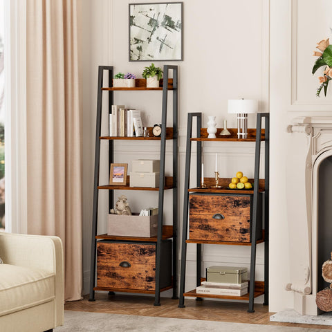 Furologee ladder shelf with adjustable feet stabilizing on uneven flooring