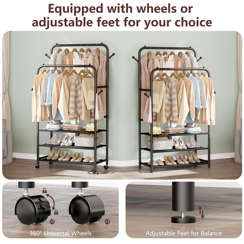 Furologee anti-slip beads on double rods keep clothes in place.
