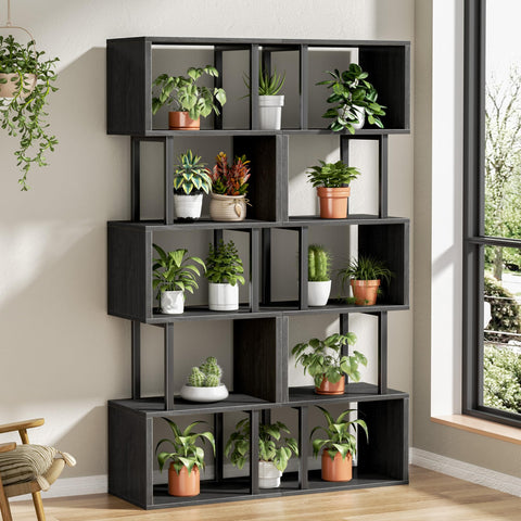 Furologee black oak finish bookcase with durable wood and metal construction.