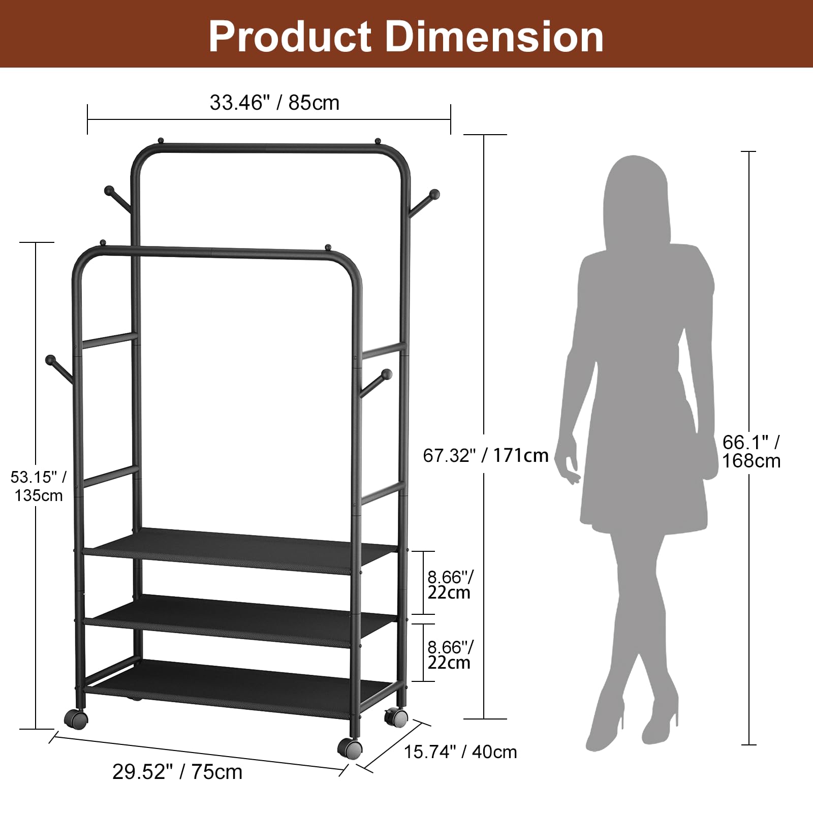 Furologee rolling wheels design allows easy relocation during laundry.