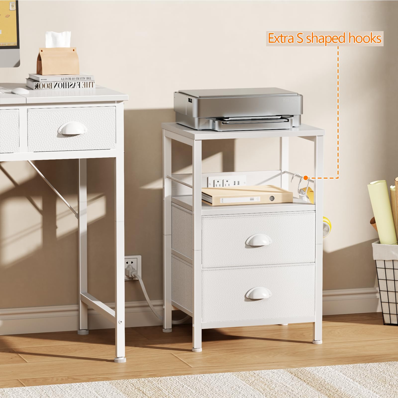 Furologee nightstand backboard outlet design minimizes top surface clutter