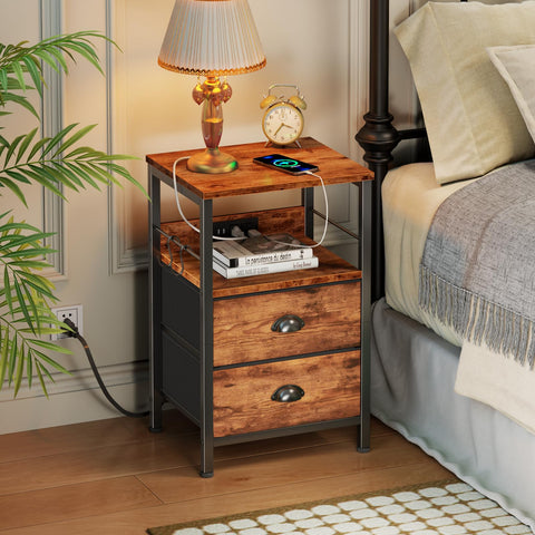 Furologee end table with hooks adds extra storage for keys and headphones.