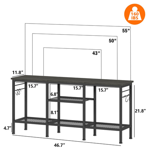 Furologee entertainment center with soundbar shelf for clean audio setup.