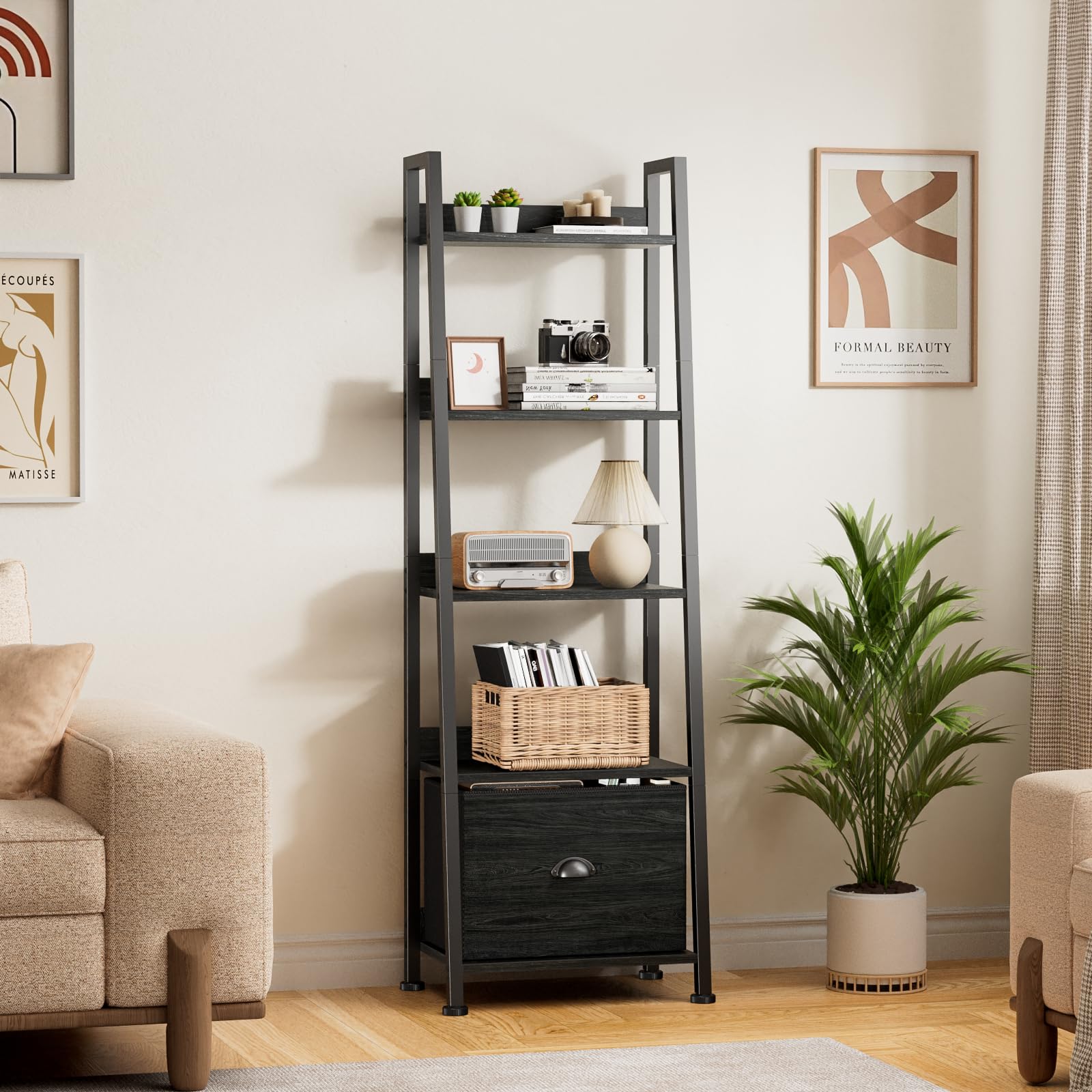 Furologee ladder shelf doubles as a plant stand and display shelf in any room.