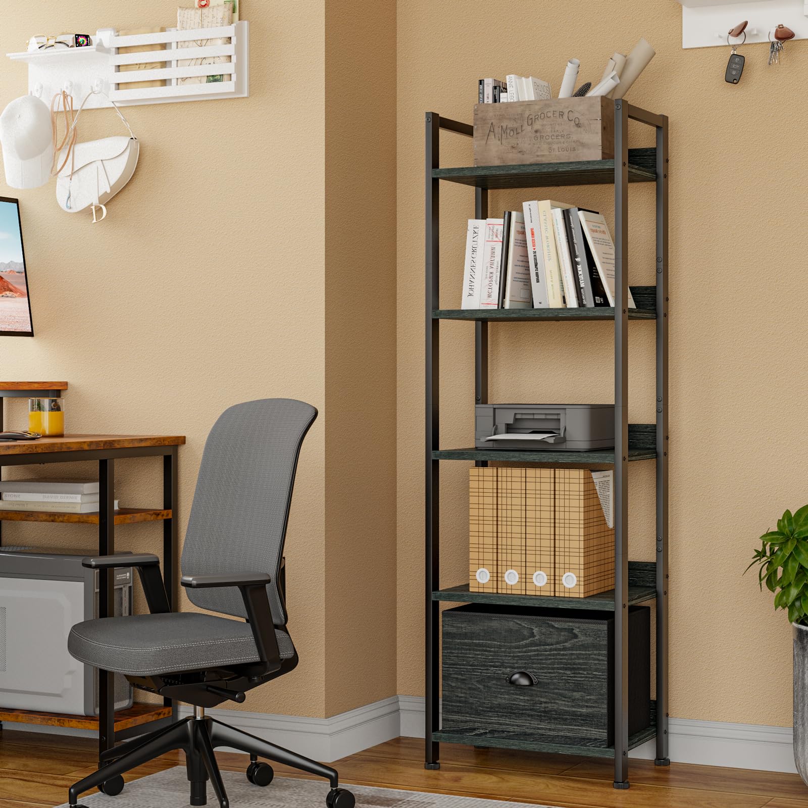 Furologee living room display bookcase for decor and books
