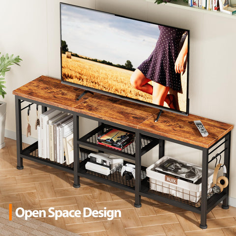 Furologee Media Console Soundbar Shelf keeps your speaker aligned with the TV for immersive sound.