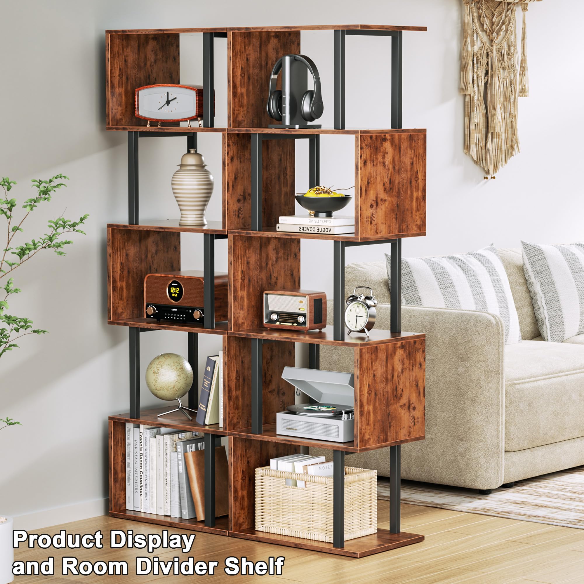 Furologee Modern Display Shelf closeup with sleek frame and wood tones