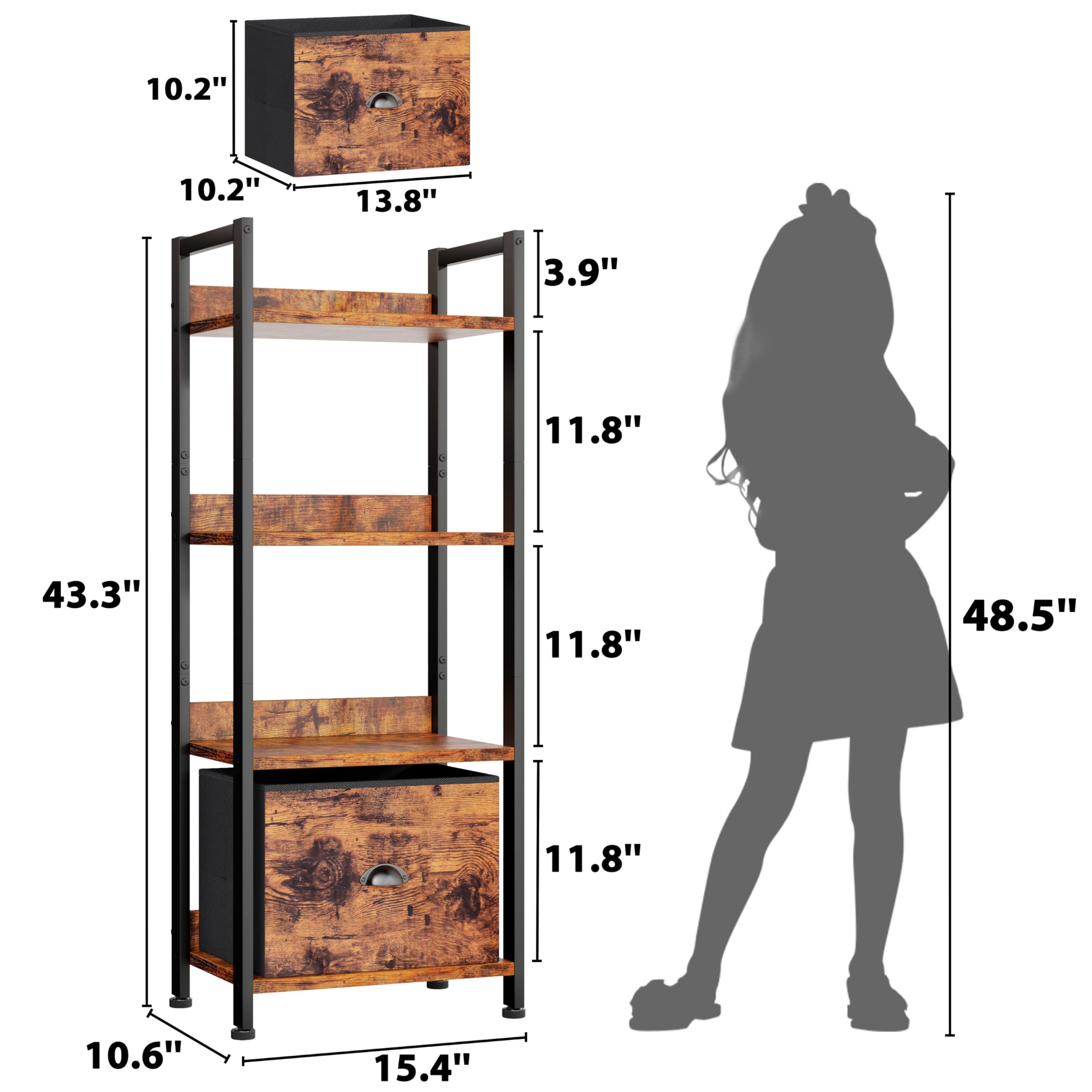 Furologee narrow tall bookcase stores in tight spaces while displaying favorites.
