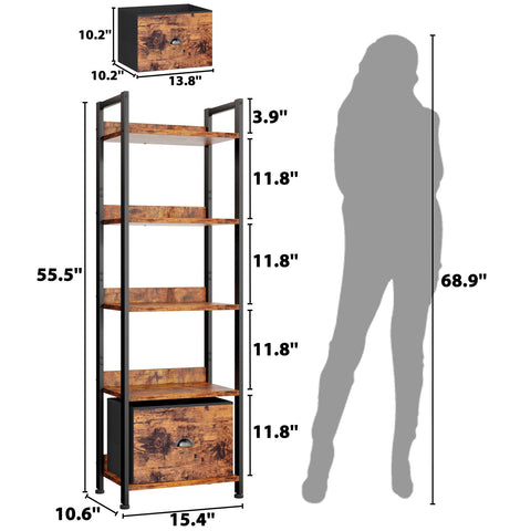 Furologee narrow wood-metal shelf fits tight spaces while displaying books and plants beautifully.