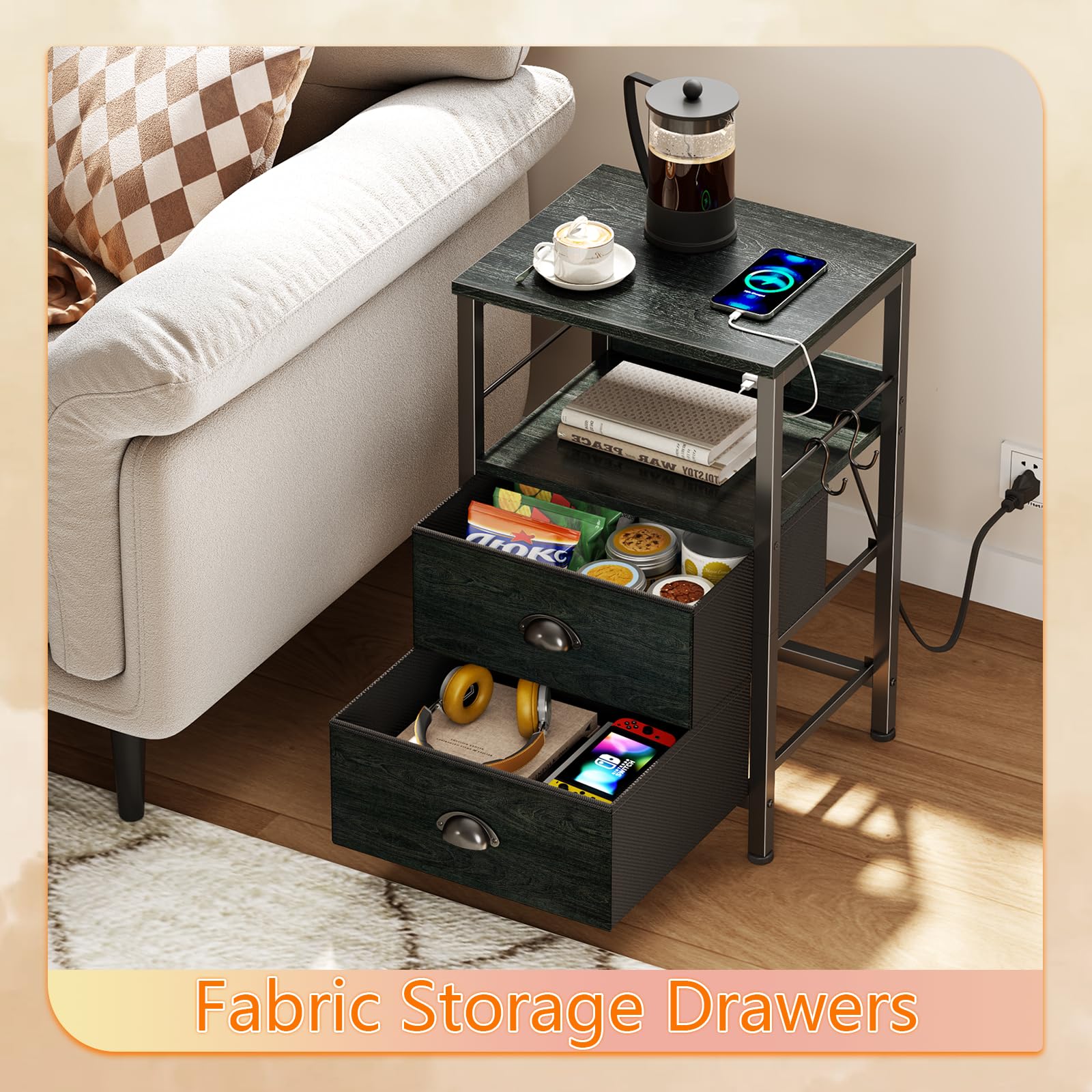 Furologee Nightstand adjustable feet protect floors and keep level.