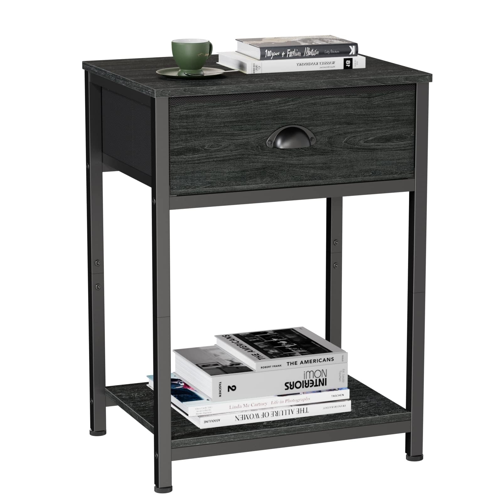 Furologee nightstand fabric drawer close-up showing easy-access storage.