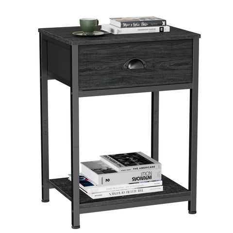 Furologee nightstand fabric drawer close-up showing easy-access storage.