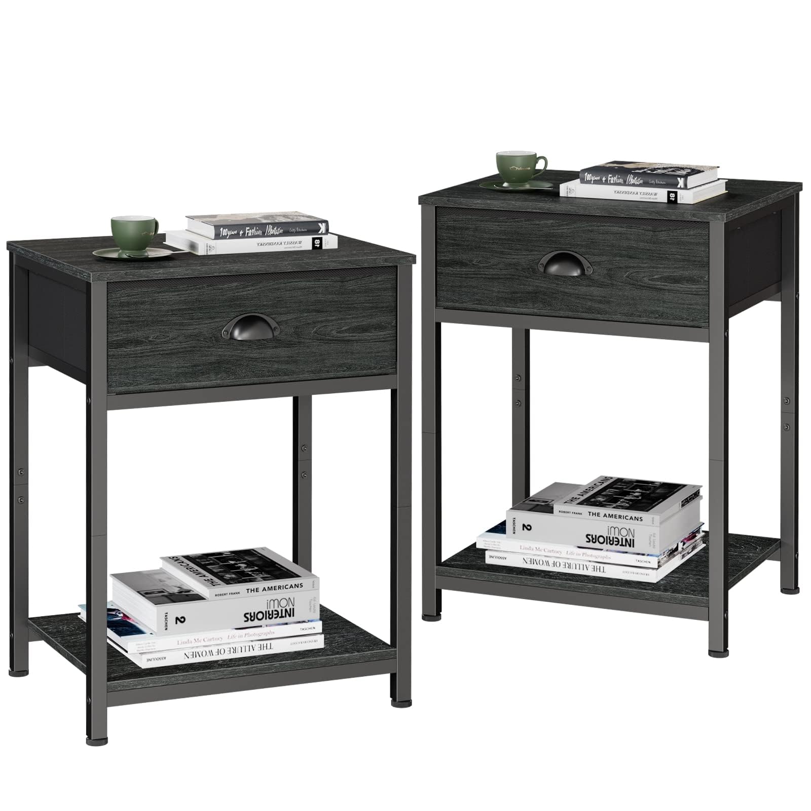 Furologee nightstand with fabric drawer for organized, dust-minimized storage